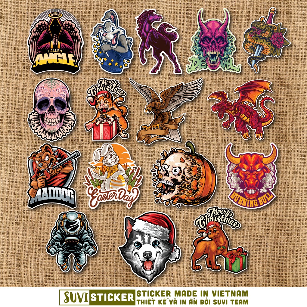 50 Sticker Cool Ngầu chống nước sticker dán laptop, điện thoại, đàn guitar, mũ bảo hiểm, vali. MSP: SV232
