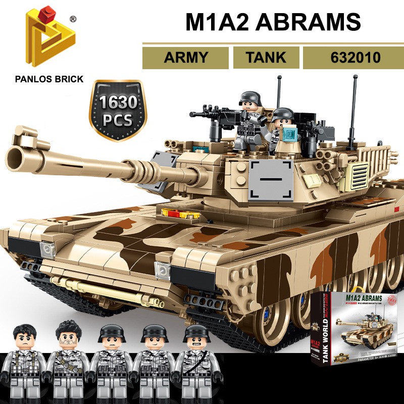 Đồ Chơi Lắp Ráp Kiểu LEGO Mô Hình ARMY Xe Tăng M1A2 ABRAMS PANLOS Model 632010 Với 1630 Mảnh Ghép