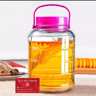 Bình ngâm thuỷ tinh 10 lit quai xách nắp tím