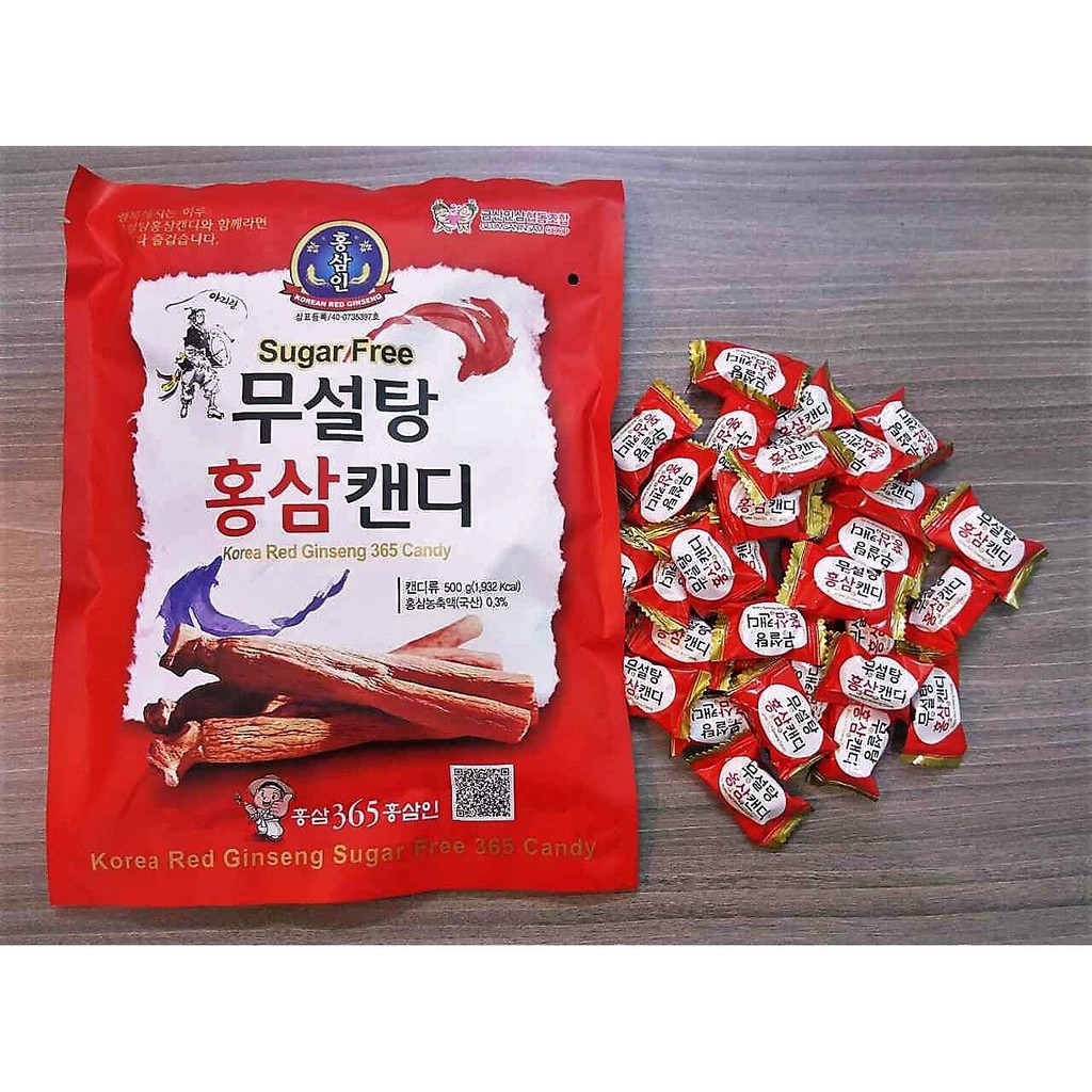 Kẹo Hồng Sâm Không Đường Đỏ 365 Candy 500g