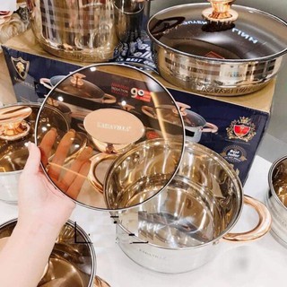 [HÀNG CHÍNH HÃNG] Bộ Nồi Chảo 6 Món 12 Chi Tiết Cao Cấp - Bộ Nồi Đức Nắp Kinh Engelberg Chính Hãng
