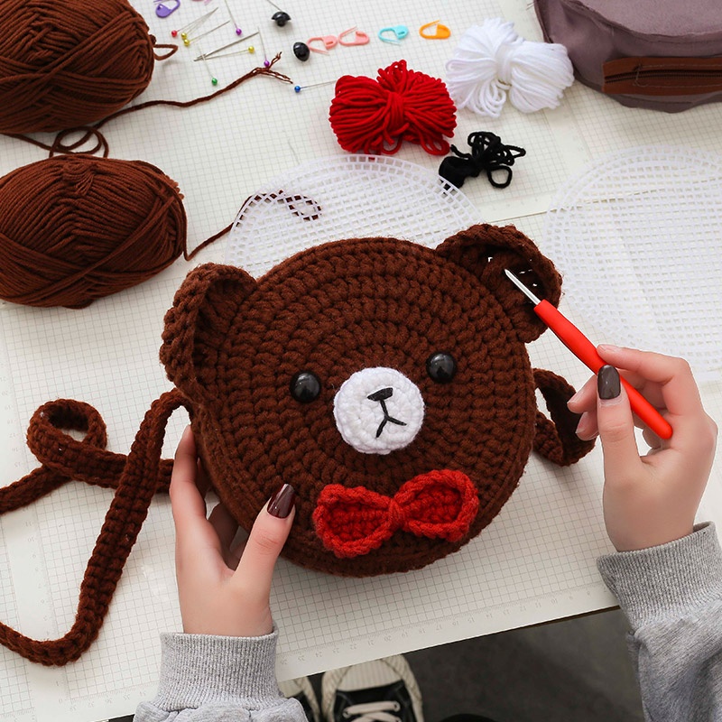 [Mẫu Mới 2022] DIY Combo Nguyên Liệu Làm Túi Tròn Đầu Gấu - Qùa Tặng Handmade Ý Nghĩa (HÀNG CÓ SẴN)