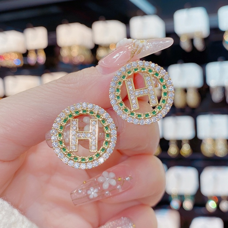 Bông Tai Hình Chữ H Đính Đá Toàn Diện Thời Trang Cho Nữ 2022