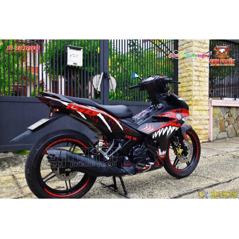 Tem trùm exciter 150 cá mập đỏ đen, độ team trùm decal xe máy ex dán đời 2015-2020