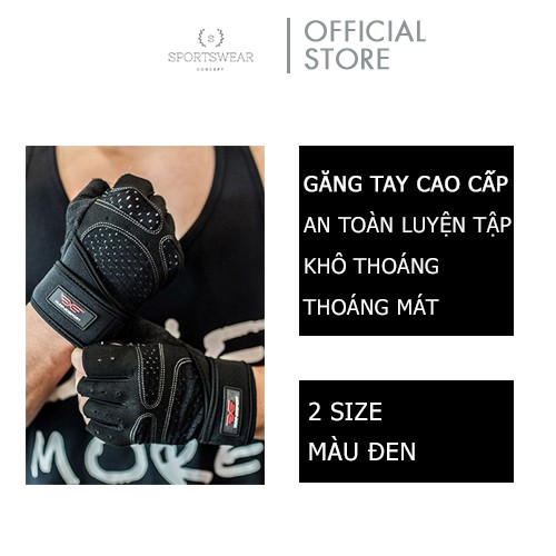 Găng tay tập gym thể thao cao cấp v4 Sportswear Concept chống trượt bảo vệ an toàn không bí hơi dễ chịu thoải mái