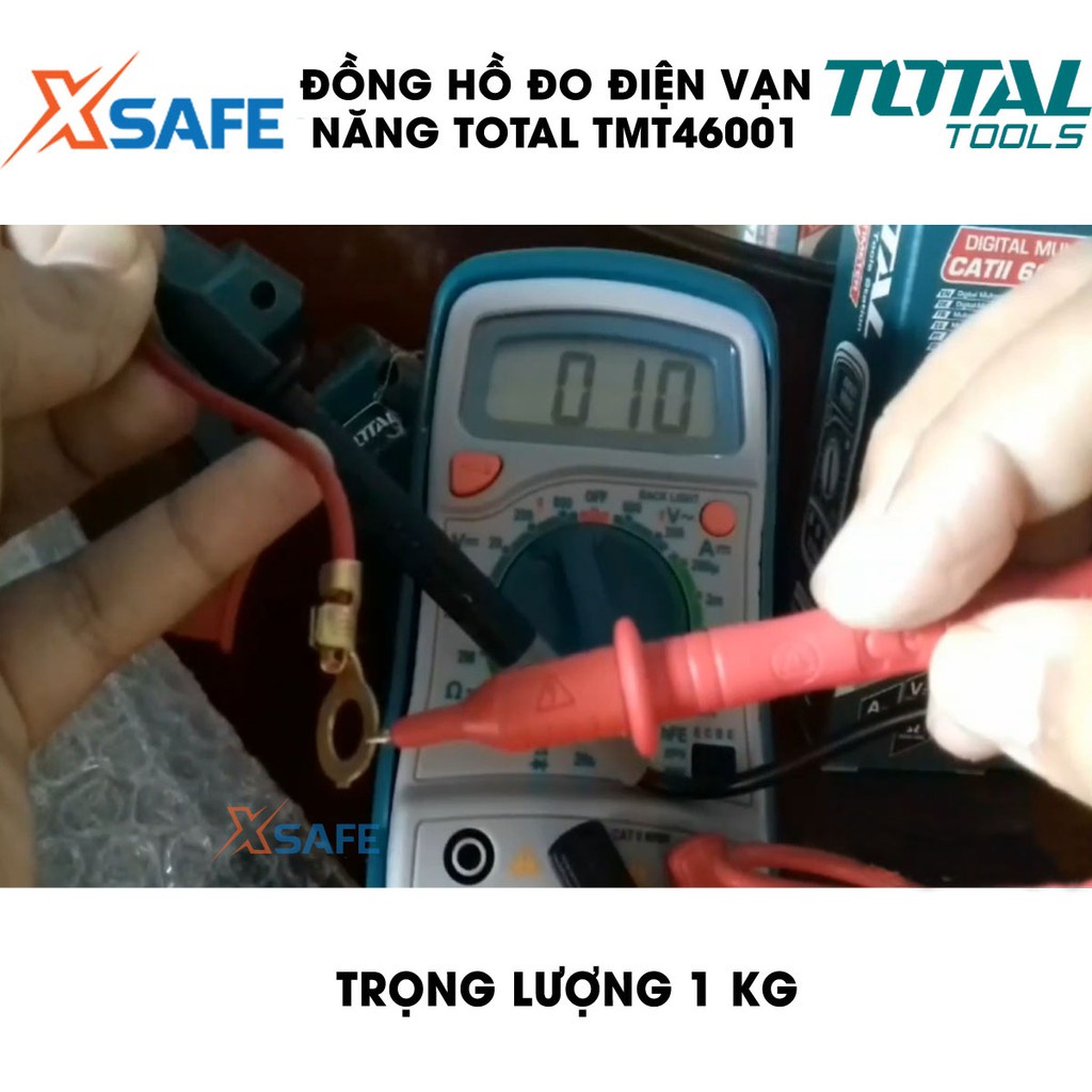 Đồng hồ đo điện vạn năng (40/T) TOTAL TMT46001 Thiết bị đo điện cầm tay màn hình LCD 1999 số đếm, đo trên nhiều nguồn