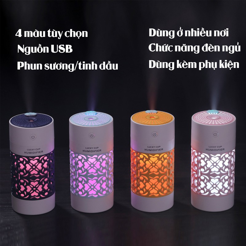 Máy phun sương mini tạo độ ẩm Lucky Cup thể tích 250ml có thể dùng làm máy phun tinh dầu (Hachico)