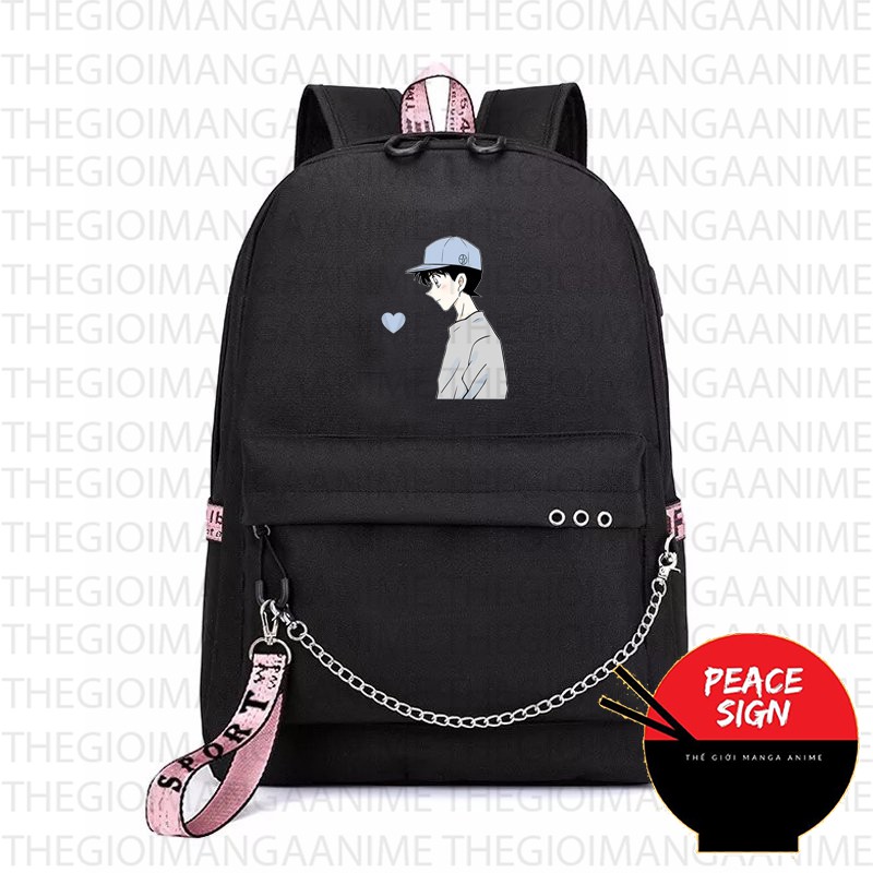 Balo thông minh in hình SHINICHI RAN Couple DETECTIVE CONAN Thám Tử Lừng Danh anime chibi cặp sách đi học