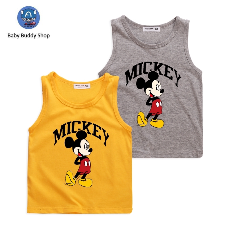 Áo Tank Top Chất Cotton Hoạ Tiết Mickey 8 Màu Lựa Chọn Cho Bé