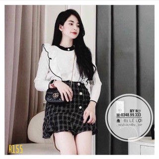 [ CHẤT ĐẸP ] set áo len tăm mixx chân váy dạ siêu chảnh nha sẵn hàng tại shop