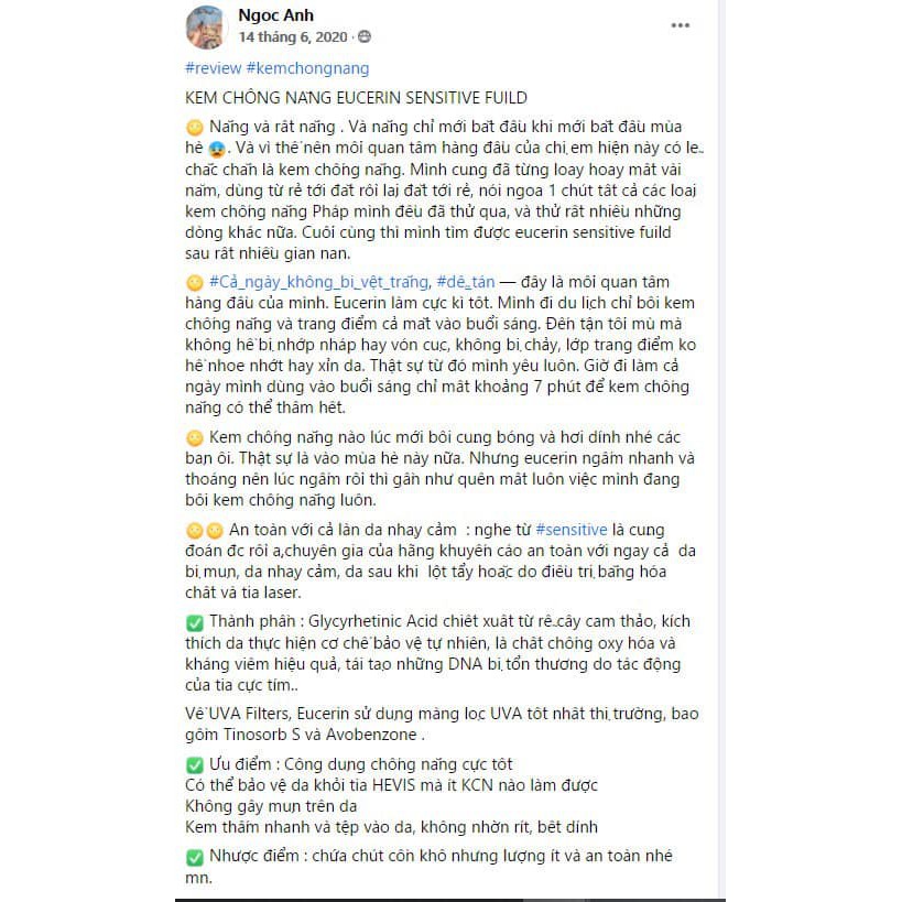 (Nội địa Pháp) Kem chống nắng Eucerin oil control  và Sensitive Protect Fluid 50ml [SĂN SALE] | BigBuy360 - bigbuy360.vn