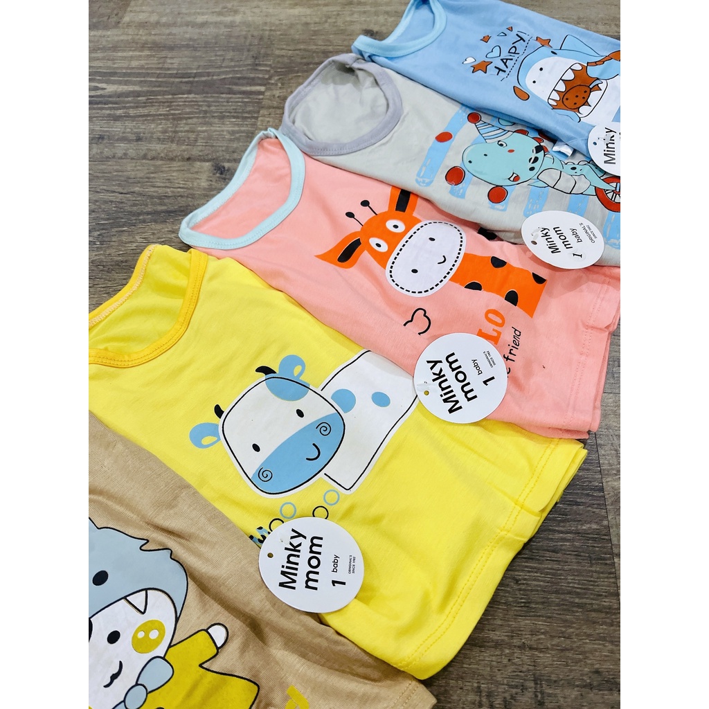 Bộ dài tay hoạ tiết hoạt hình thun lạnh cho bé trai bé gái Minky Mom Shop Bơ kids house