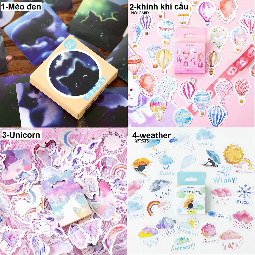 Hộp 46 sticker trang trí planner scrapbook M3
