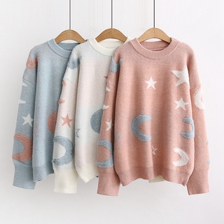 Áo Len Nữ Dáng Rộng Sweater Cổ Tròn Dài Tay Phong Cách HQ K28
