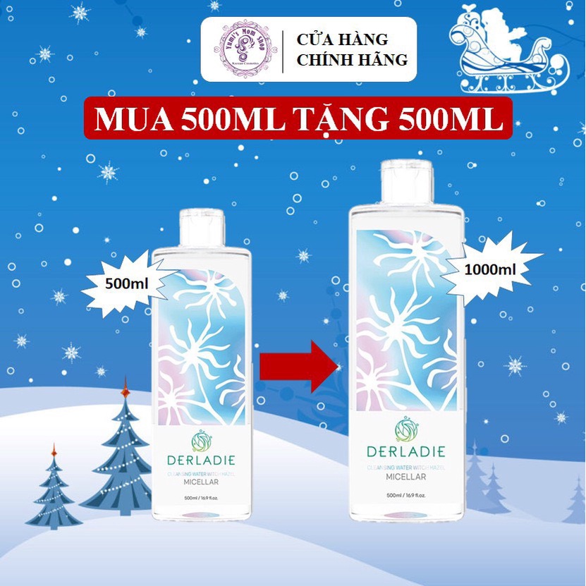 Nước Tẩy Trang Cây Phỉ làm sạch, ngừa mụn trên da Derladie Cleansing Water Witch Hazel