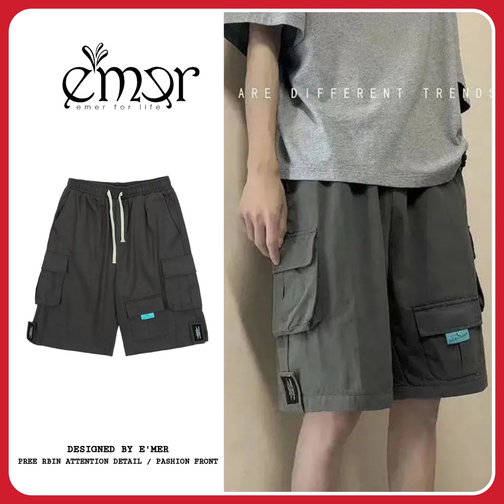 Quần Short Đùi Kaki Nam Nữ QUẢNG CHÂU Túi Hộp Cạp Chun Chất Dày Dặn Form Ống Rộng Unisex Hàn Quốc