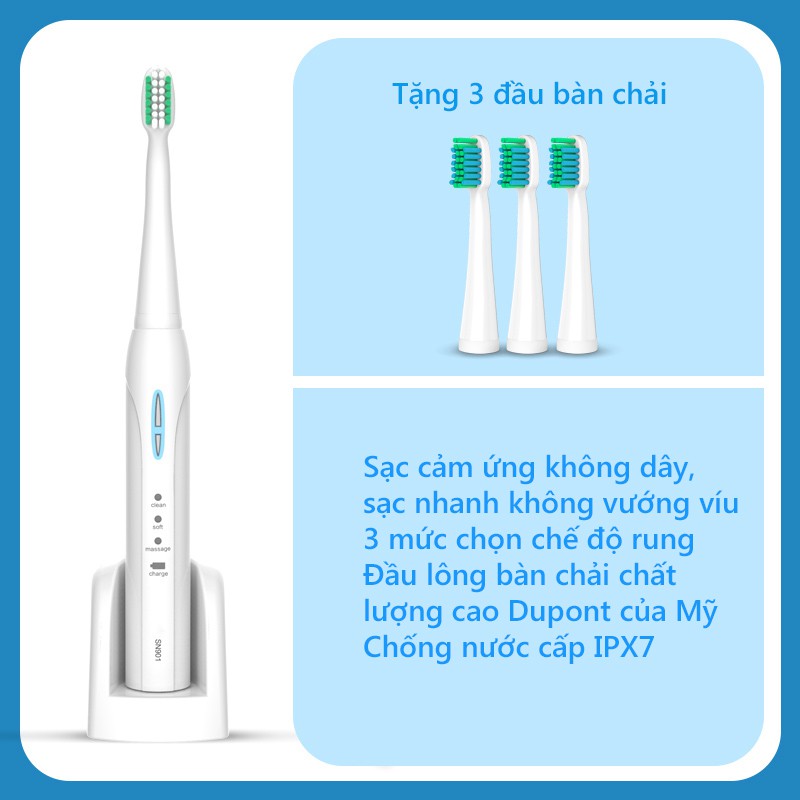 FU15PI/FU15BL Bàn chải răng điện chống nước bàn chải răng điện đa chức năng lông mềm mại tặng 3 đầu bàn chải vinhthuan.