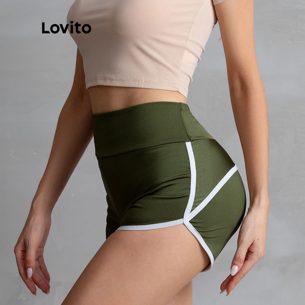 Quần short Lovito phong cách thể thao L05204 (Màu xanh lá / đen) | BigBuy360 - bigbuy360.vn