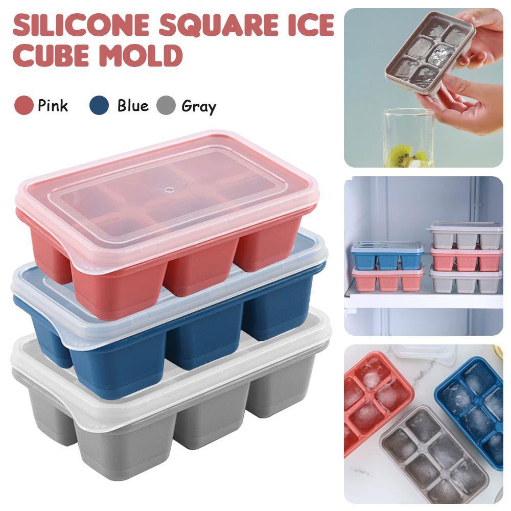CONOPERY Khuôn Silicon Mềm Làm Đá/Cà Phê 6 Ngăn DIY Nhanh Chóng Có Nắp Đậy Cho Nhà Bếp