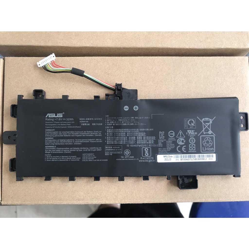 Pin Asus F412DA X412FJ F412FJ A412FA F412UA X512UF X512FA X512UB X509 X512FL X512DK C21N1818 B21N1818 B21N1818-2 Battery