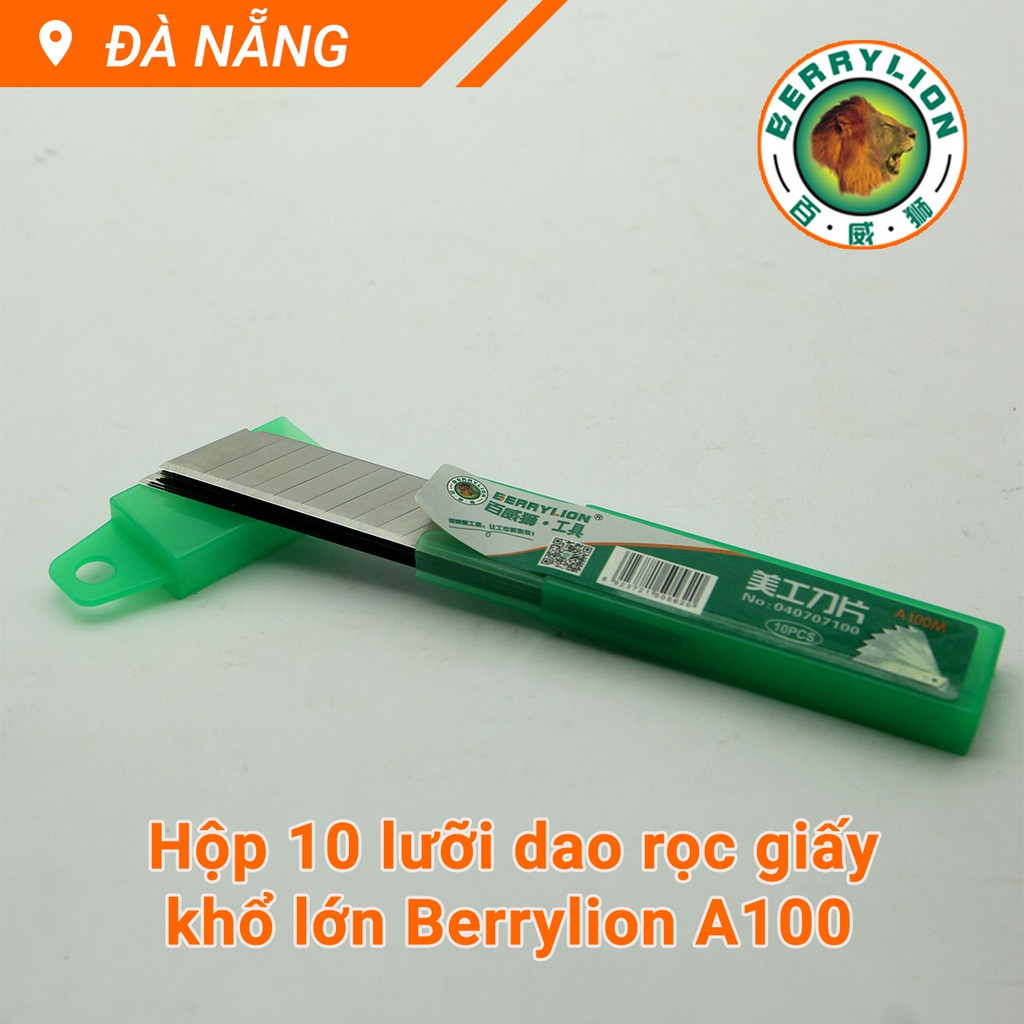 Hộp 10 lưỡi dao rọc giấy khổ lớn Berrylion A100M