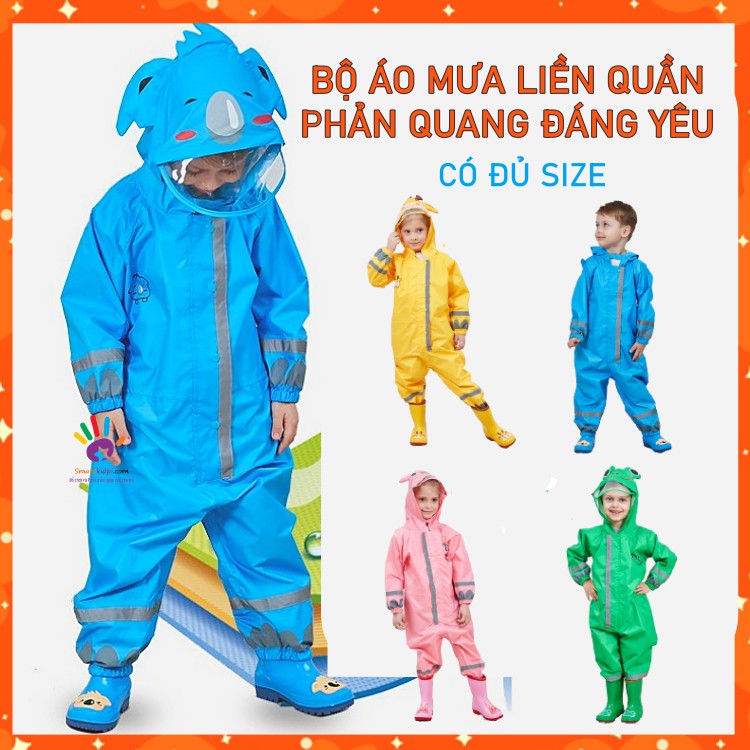 [HÀNG LOẠI 1] Áo Mưa trẻ em dạng liền Có phản Quang an toàn khi đi đường