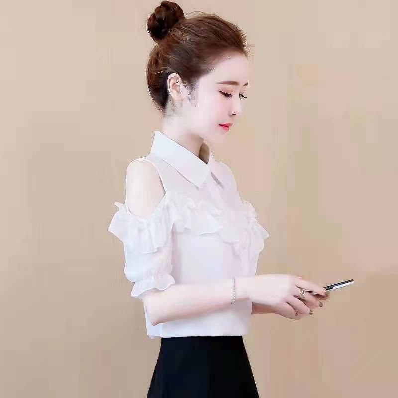 (Q109) Áo sơ mi phối bèo khoét vai tay bo chun nhiều màu sắc trang nhã đa dạng sự lựa chọn kiểu dáng công sở xinh xắn