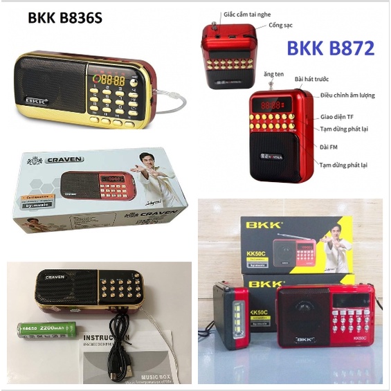 LOA CẮM THẺ, USB, ĐÀI FM CRAVEN (CR-863S, CR-25A, CR-865), BKK (KK50C, B872) TẶNG KÈM PIN [HCM]