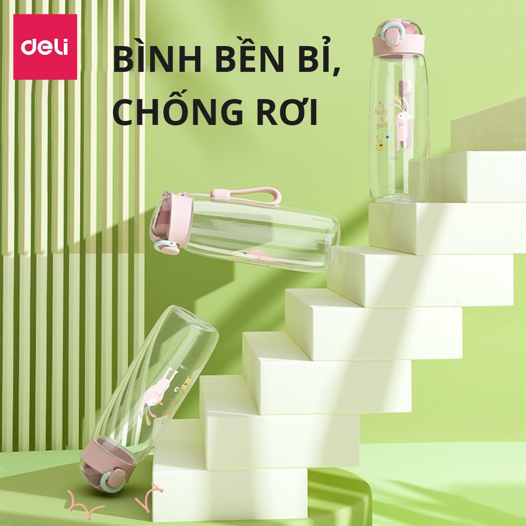 Bình nước trẻ em Deli - Nhựa TRITAN AN TOÀN, BPA FREE CÓ KIỂM ĐỊNH CHẤT LƯỢNG, Dung tích  400/600 ml monster đáng yêu