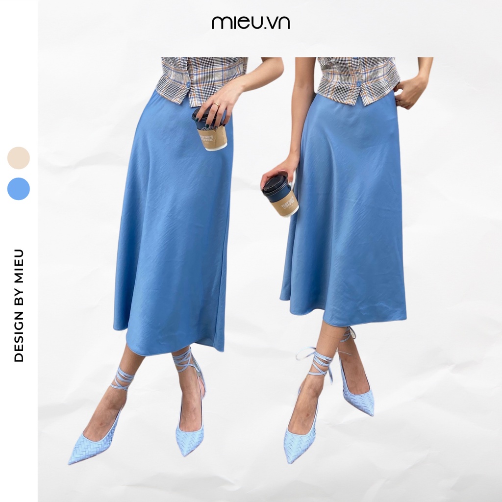 Chân váy lụa midi co giãn dáng cao MIEU - JF03