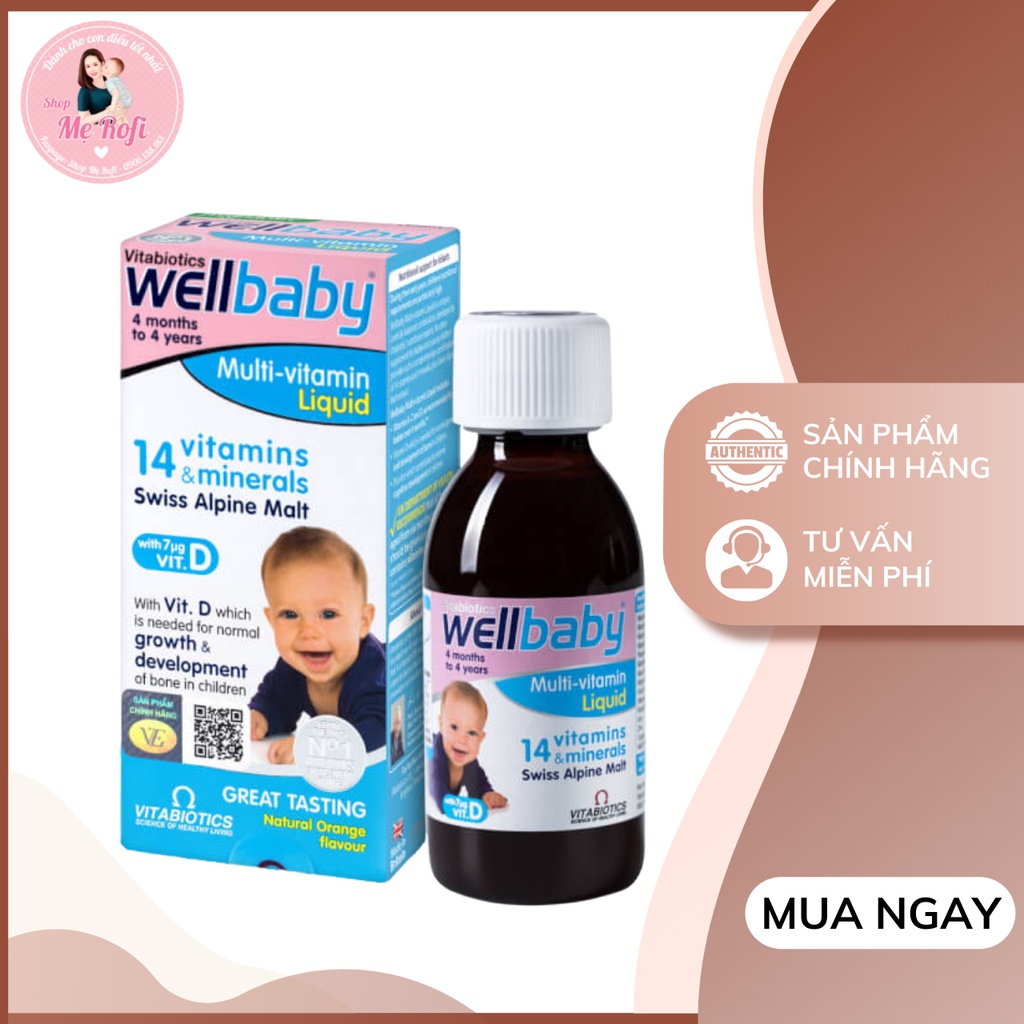 Vitamin tổng hợp Wellbaby Infant Liquid cho bé từ 6 tháng đến 4 tuổi - 150ml Mẹ Rofi