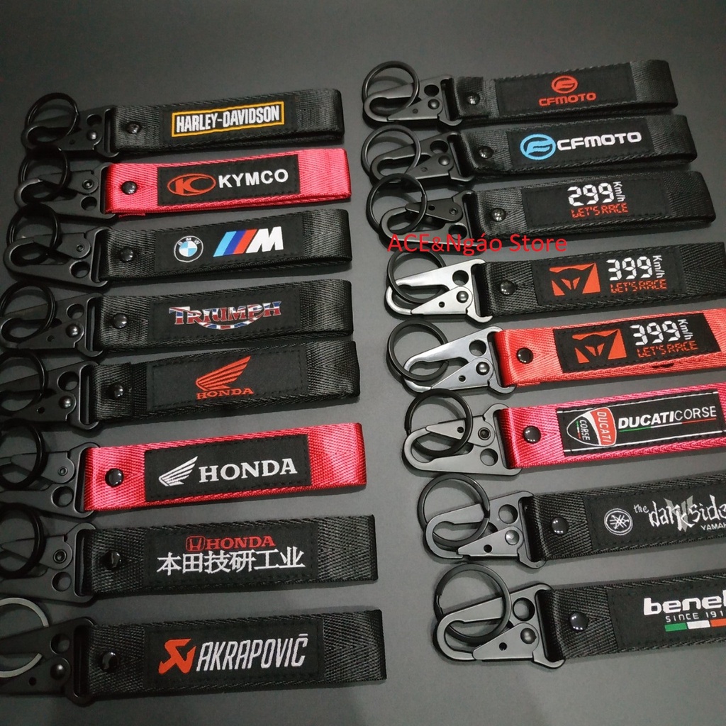 Móc chìa khóa vải 16x2.5 cm hình thêu 299kmh 399kmh