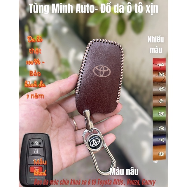 Bao da móc chìa khoá xe ô tô Toyota Camry 21-22, Altis 21-22 da bò khâu tay