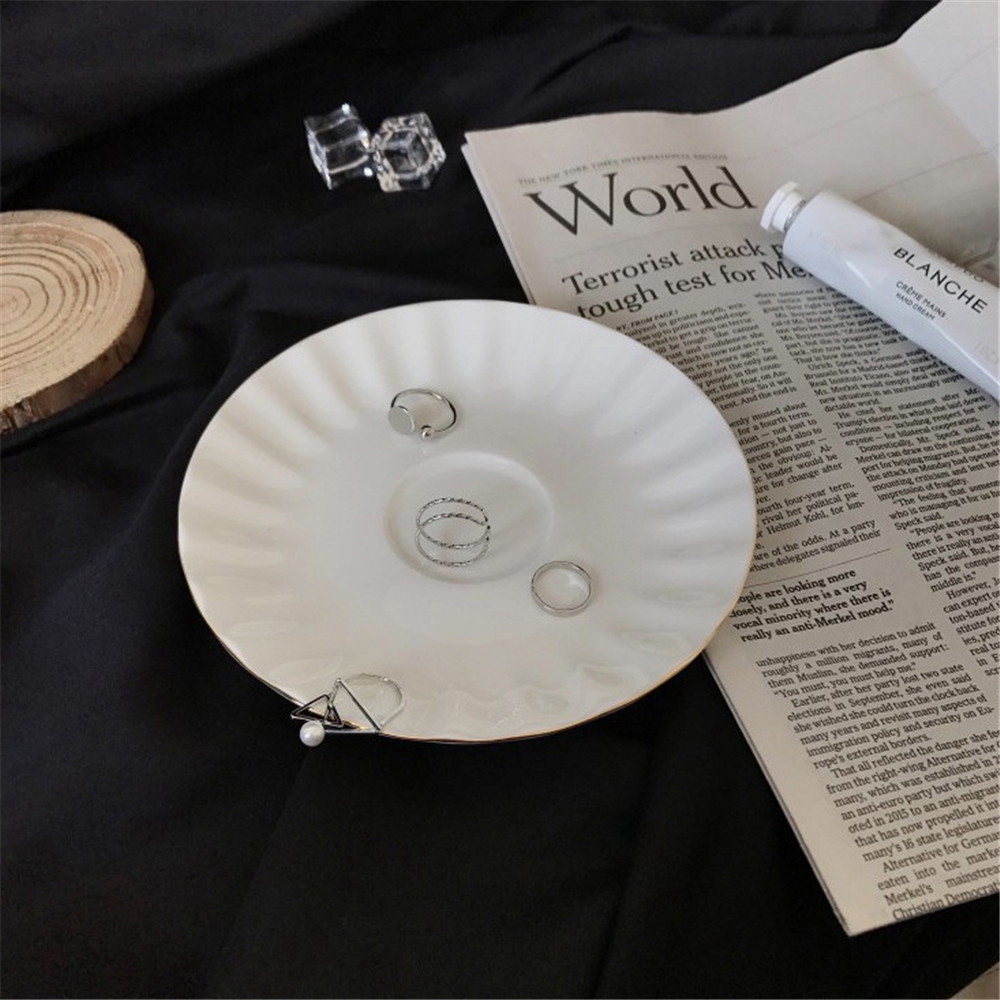 Set 4 nhẫn hợp kim hở đính đá/ ngọc trai nhân tạo phong cách Hàn Quốc dành cho nữ