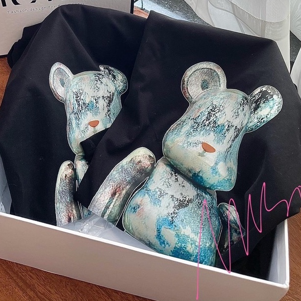 Áo Hodie tay dài GẤU bearbrick loang unisex BASSIC nỉ cotton hia màu mũ hia lớp dày dặn SIÊU RẺ