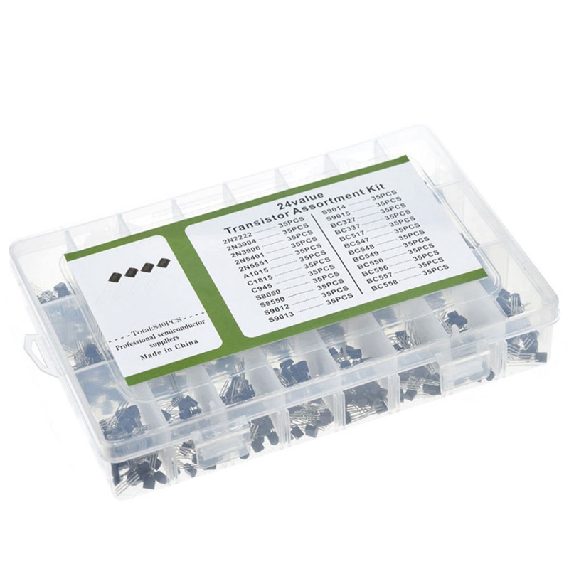 Bộ 840 Linh Kiện Bán Dẫn BC327 BC337 BC547 2N222 3904 3906 C945 PNP NPN 24 x 35 Cái TO-92