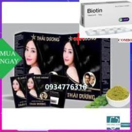 Combo Biotin 5mg+ Nhuộm Tóc Dược Liệu Thái Dương Hộp 5 Gói