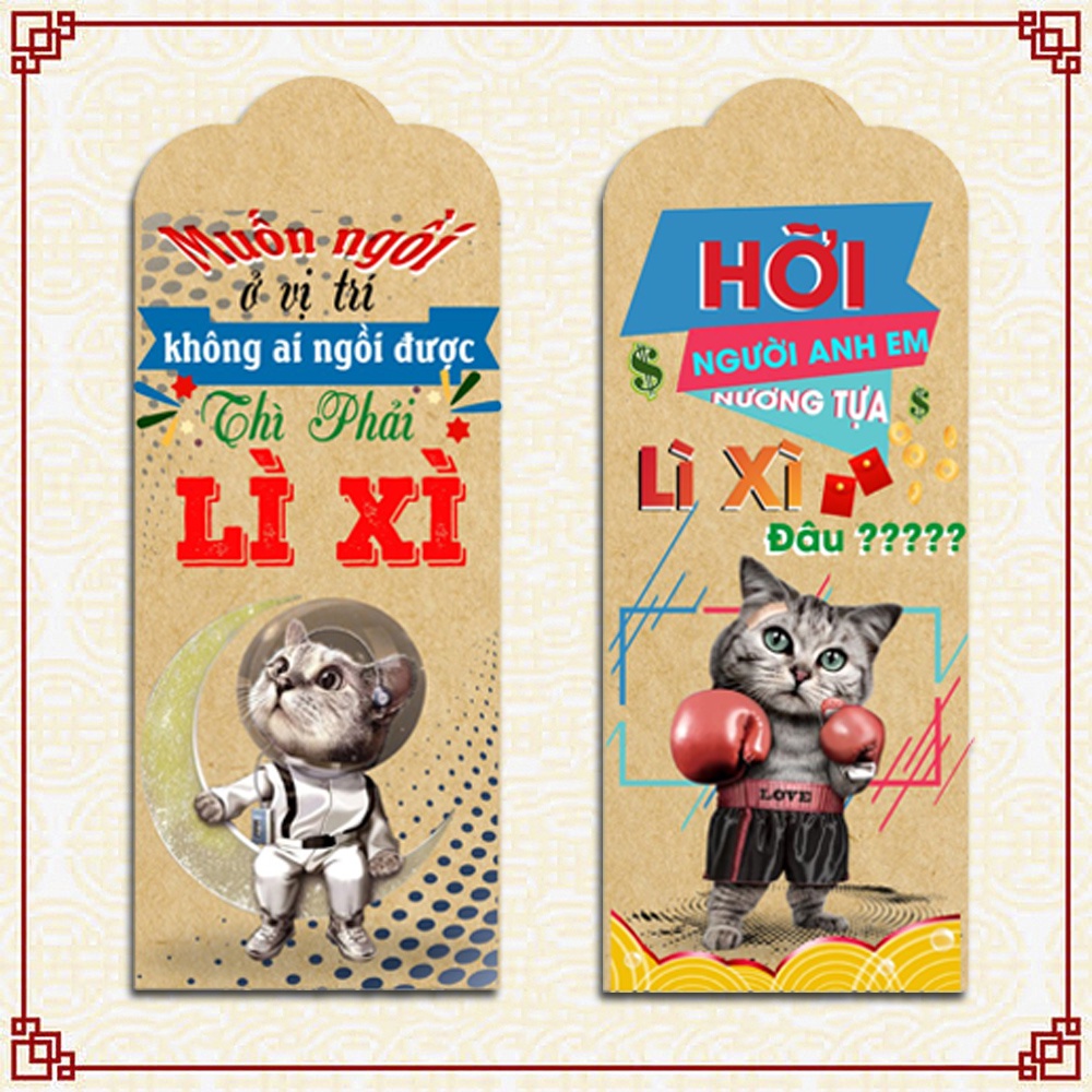 Set 100 bao lì xì Tết 2023 Quý Mão cao cấp giá sỉ FREESHIP bao lì xì Nguyên Đán (MẪU 2) Unibaby