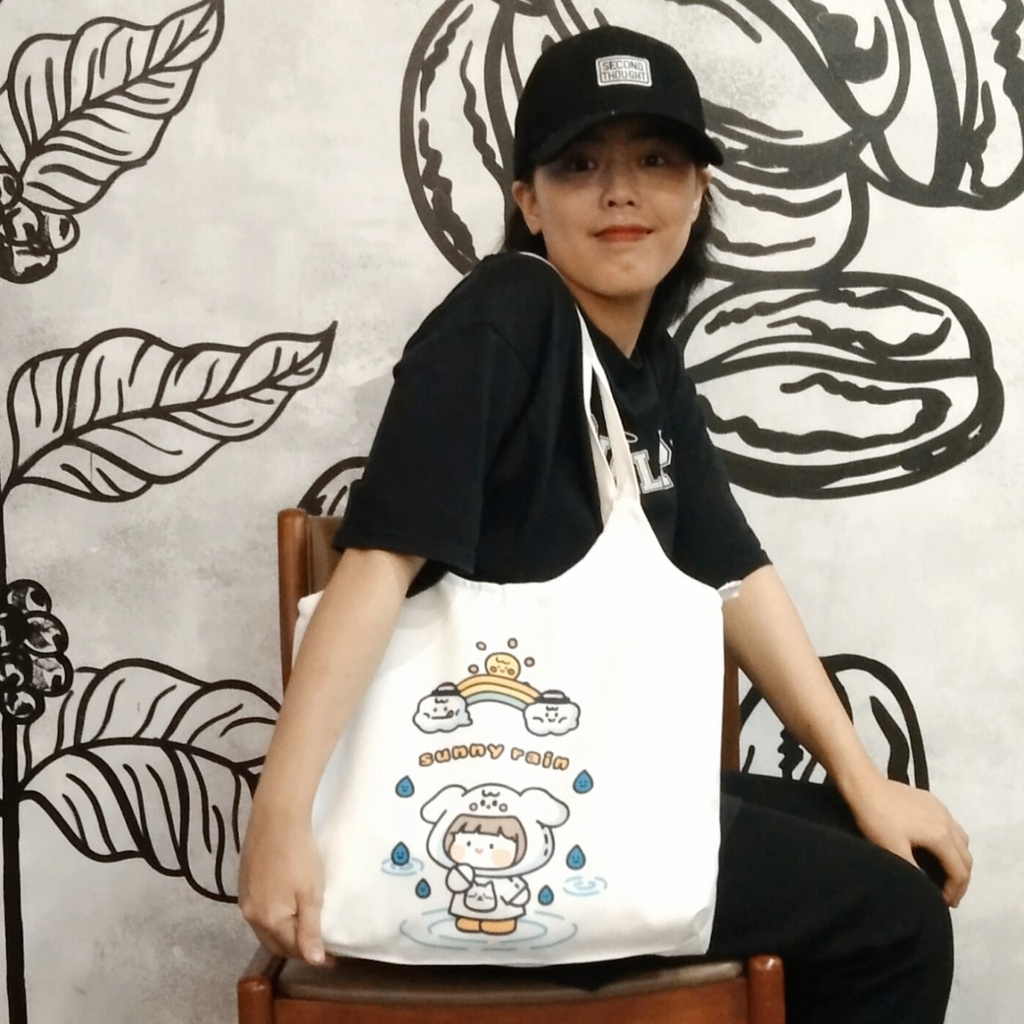 Túi note hàn quốc, vải canvas 100% poli cao cấp, phong cách thời trang ulzzang, có khoá miệng xịn xò SUNNY RAIN mã K15