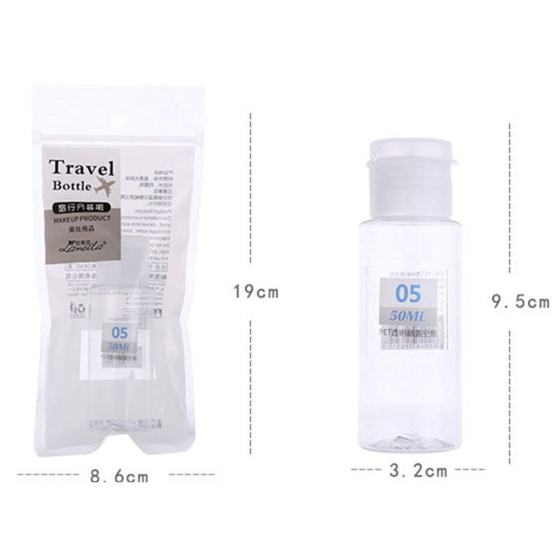 Chai Nhựa Rỗng 50ml Trong Suốt Nắp Lật Dùng Đựng Mỹ Phẩm Khi Đi Du Lịch