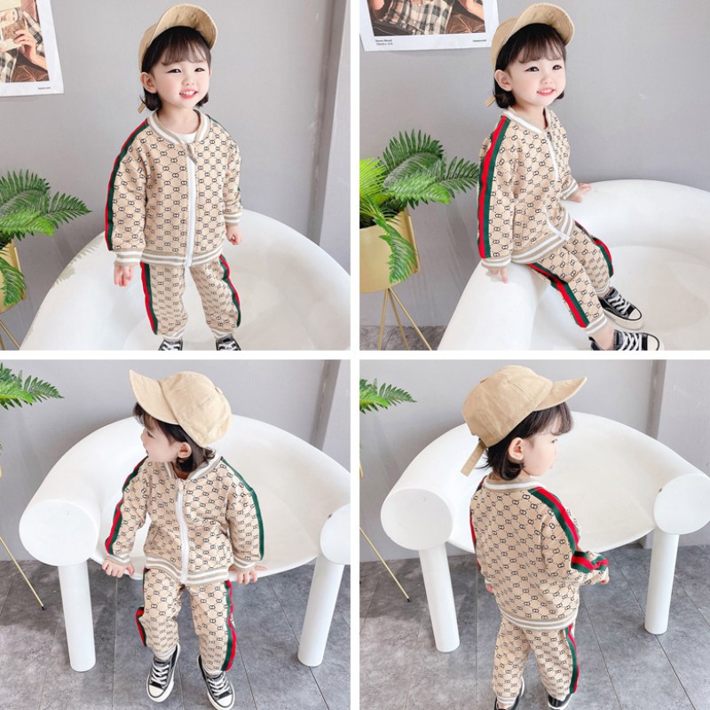 Set đồ 2 món áo khoác khóa kéo in họa tiết kèm quần dài thời trang cho bé
