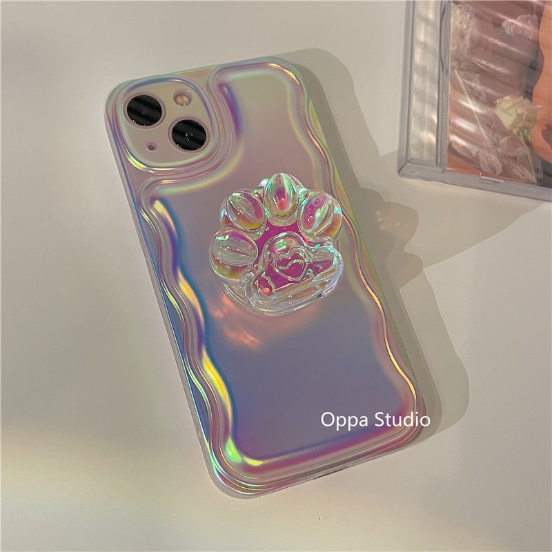 Ốp Điện Thoại Họa Tiết Chân Mèo 3D Có Giá Đỡ Cho Iphone13pro Max Apple 12 11xr Xs
