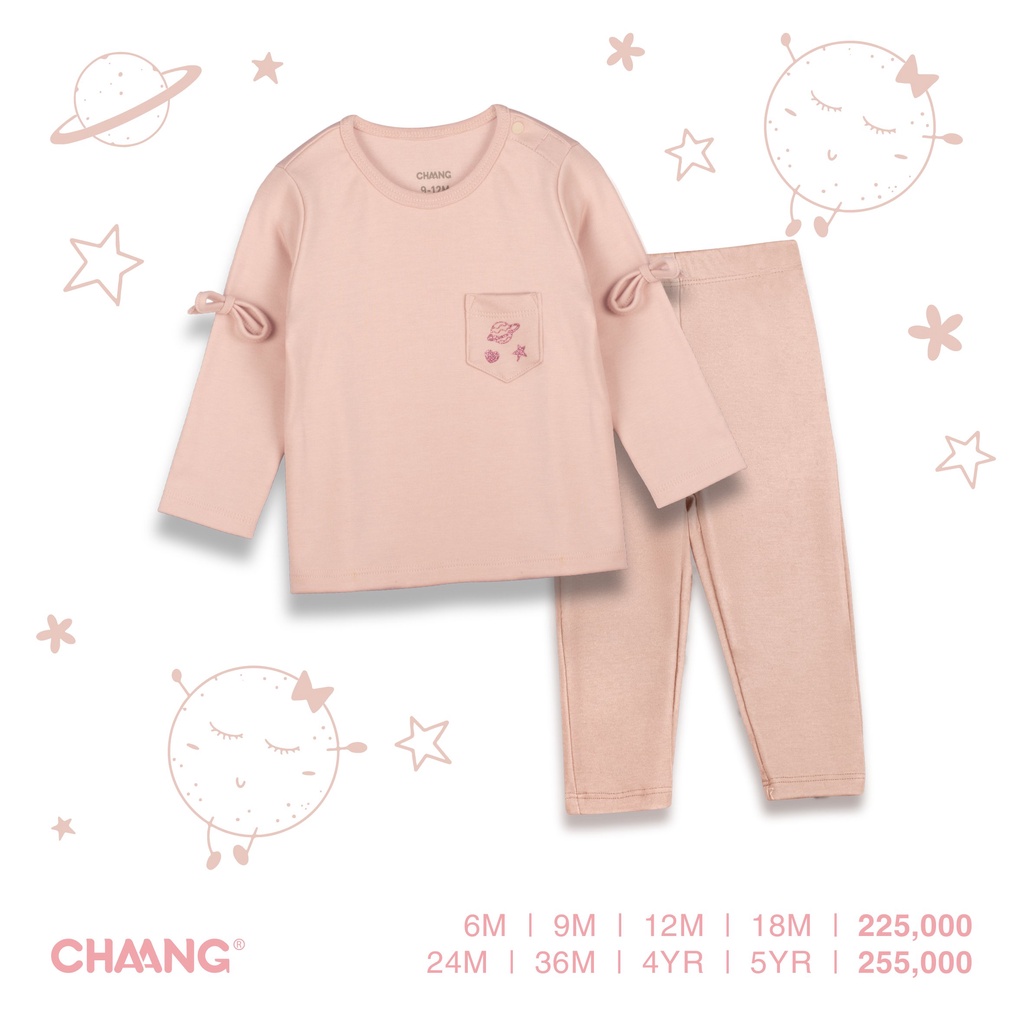[CHAANG] Bộ dài tay nơ Cosmos tím nhạt