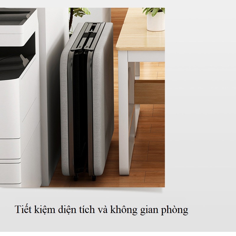 Giường Gấp Văn Phòng Có Bánh Xe, Giường Ngủ Gấp Xếp Gọn Thông Minh Khung Thép Chắc Chắn