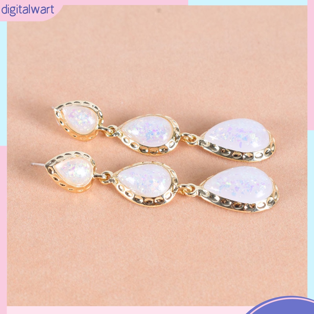 Đôi Khuyên Tai Dáng Dài Hình Giọt Nước Đính Đá Thời Trang Cho Nữ