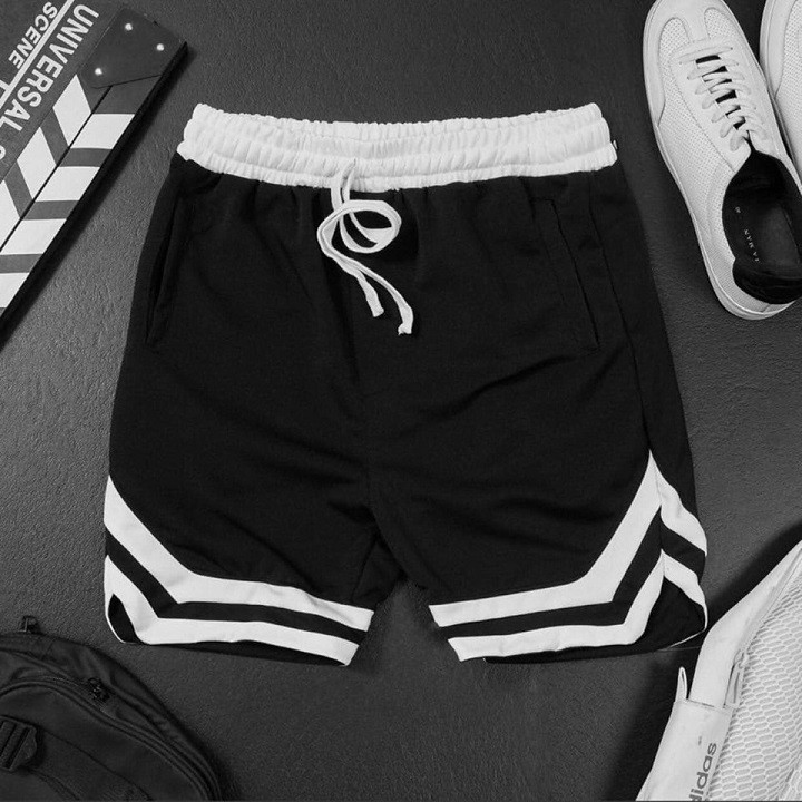Quần đùi unisex nam nữ kẻ sọc đẹp - Quần short 2v vải poly co giản tốt | HD2000