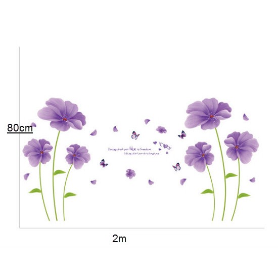 Đề can dán tường đẹp ⚡ FREESHIP ⚡ Hoa tím cánh to - DH043