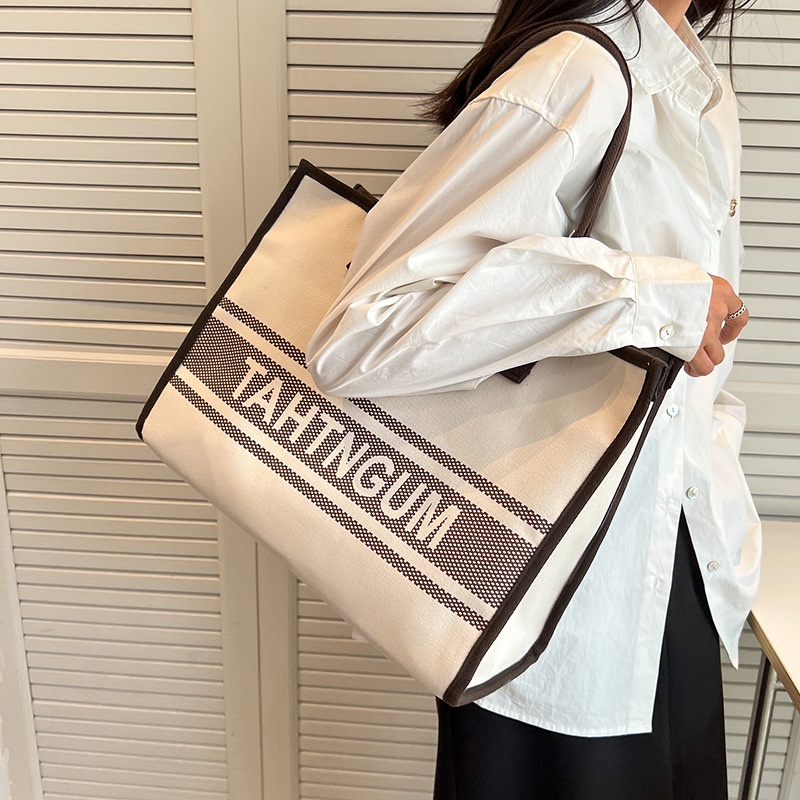 Túi tote Đeo Vai Vải canvas Thiết Kế Cỡ Lớn Thời Trang Xinh Xắn Cho Nữ