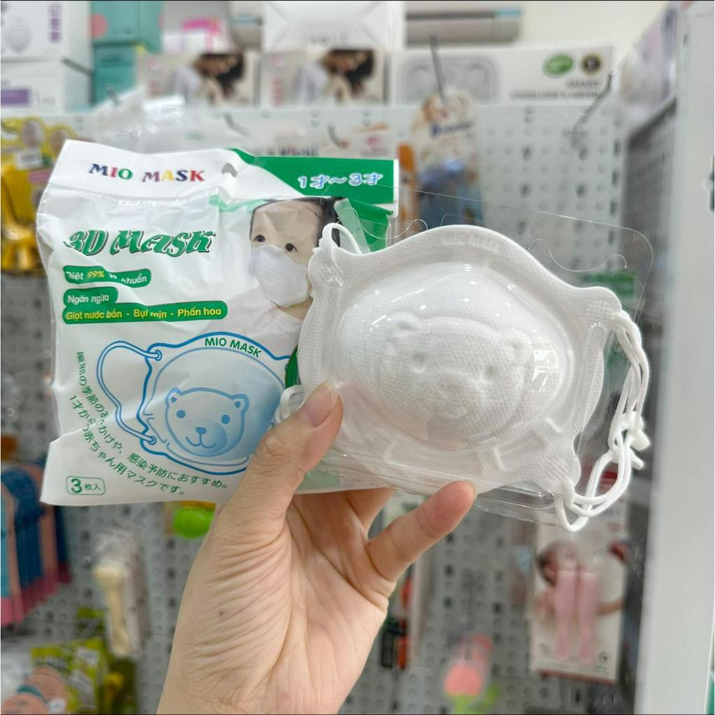 Set 3 khẩu trang Mio Mask, Khẩu trang gấu cho bé kháng khuẩn, khẩu trang 4D trẻ em