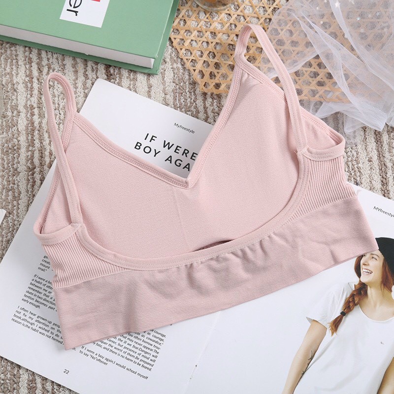 Áo Lót Nữ, Áo Tập Thể Thao Có Đệm Nâng Ngực Bra Hoa Cúc Hai Dây Len Tăm Cổ V Khoét Lưng Chữ U Siêu Xinh